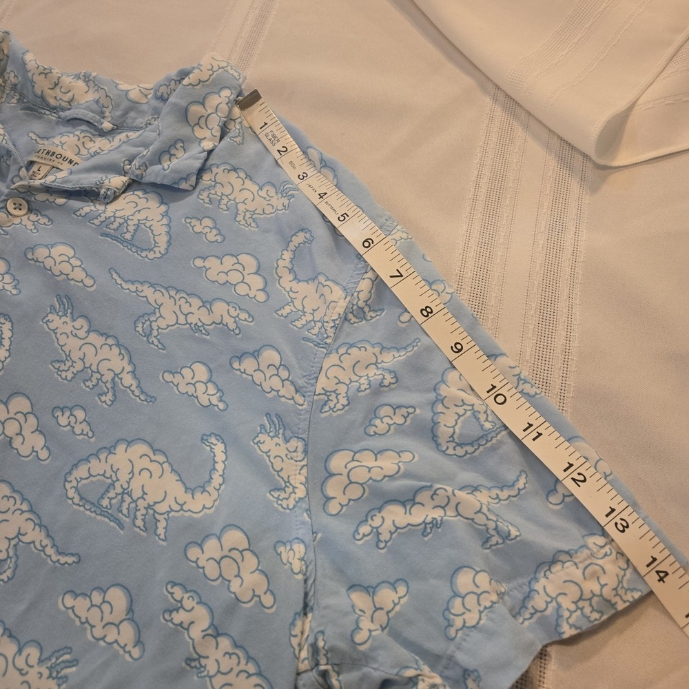 Earthbound Trading Company Shirt Adult Mens Large Blue Dinosaur Cloud - Picture 5 of 8